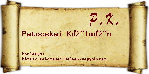 Patocskai Kálmán névjegykártya